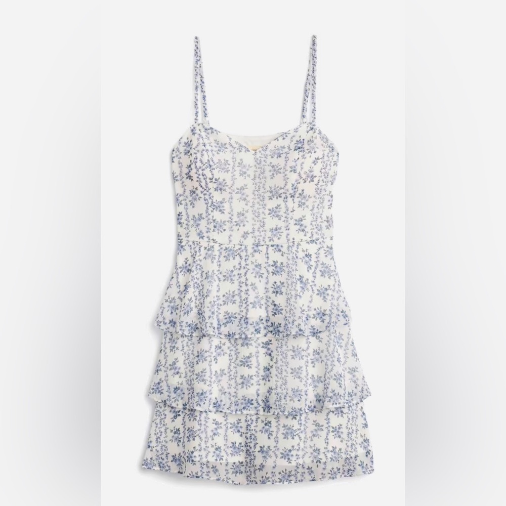 Blue & White Floral Mini Dress
